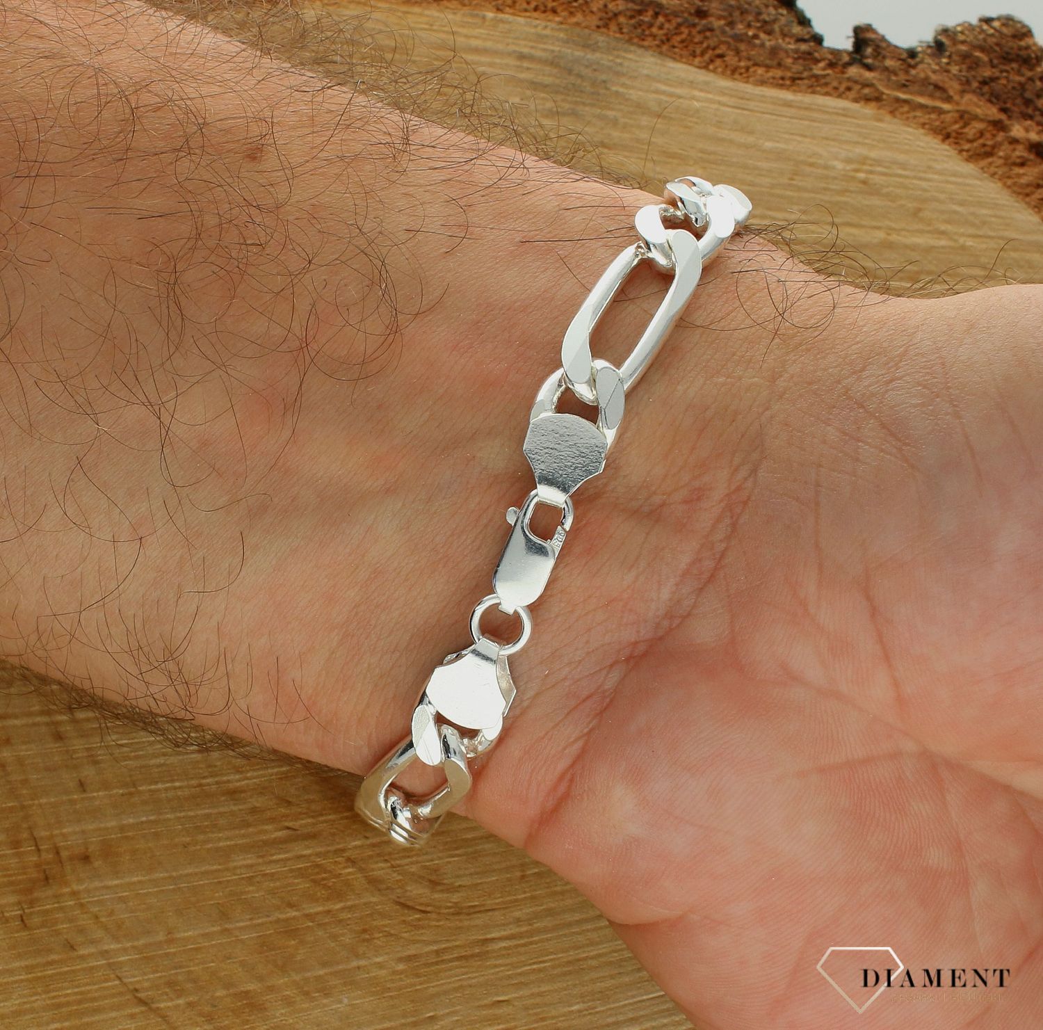 Bransoleta srebrna 925 figaro 9 mm z blaszką DIA-BRA-11514-925 9mm. Srebrna bransoletka męska. Srebrna bransoletka z blaszką. Bransoletka srebrna gruba. Bransoletka srebrna na prezent dla mężczyzny..jpg